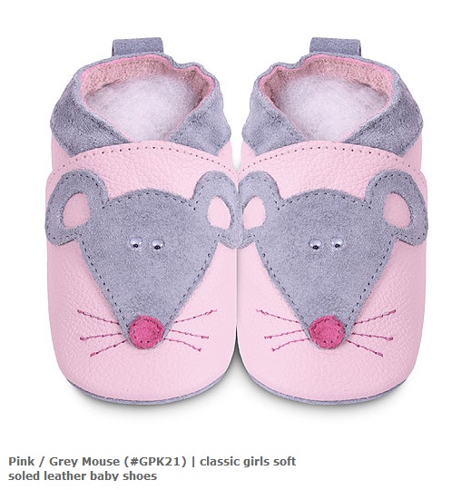 Pink - Grey Mouse (#GPK21)小灰鼠粉紅學步鞋