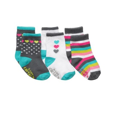 3-pack heart and stripe socks