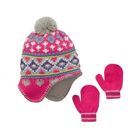 fair isle knit hat set