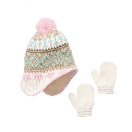 fair isle knit hat set-2