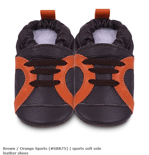 橘黑鞋帶棕色運動型學步鞋 Brown - Orange Sports (#SBR75)