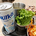 韓國乳酸蘇打飲 包肉生菜 海帶豆芽湯 八色烤肉mini 팔색삼겹살 台北101美食街 一人份韓國烤肉