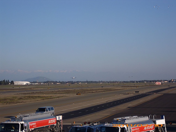 11-0210-Fresno Yosemite Airport - 好幾架一起降 還有鳥群.JPG