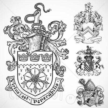 77643-Royalty-Free-RF-Clipart-Illustration-Of-A-Digital-Collage-Of-Black-And-White-Coat-Of-Arm-Shields.jpg