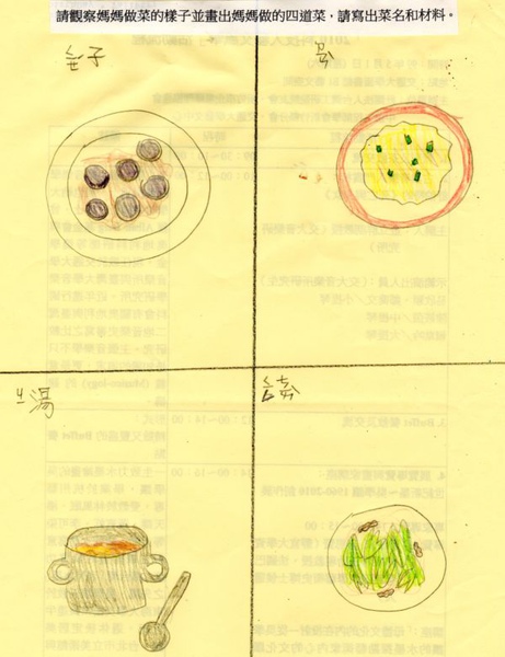 [小一]我的暑期安親班~畫媽媽作的菜(99.9.16)