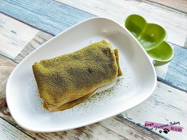 抹茶紅豆毛巾卷 熊足跡 (1)