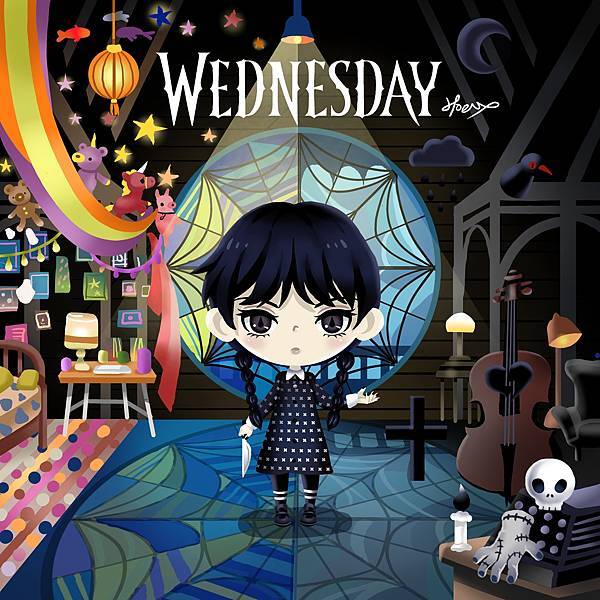 二等身Q版-阿達一族The Addams Family-星期三Wednesday-HOELEX(背景)09.jpg