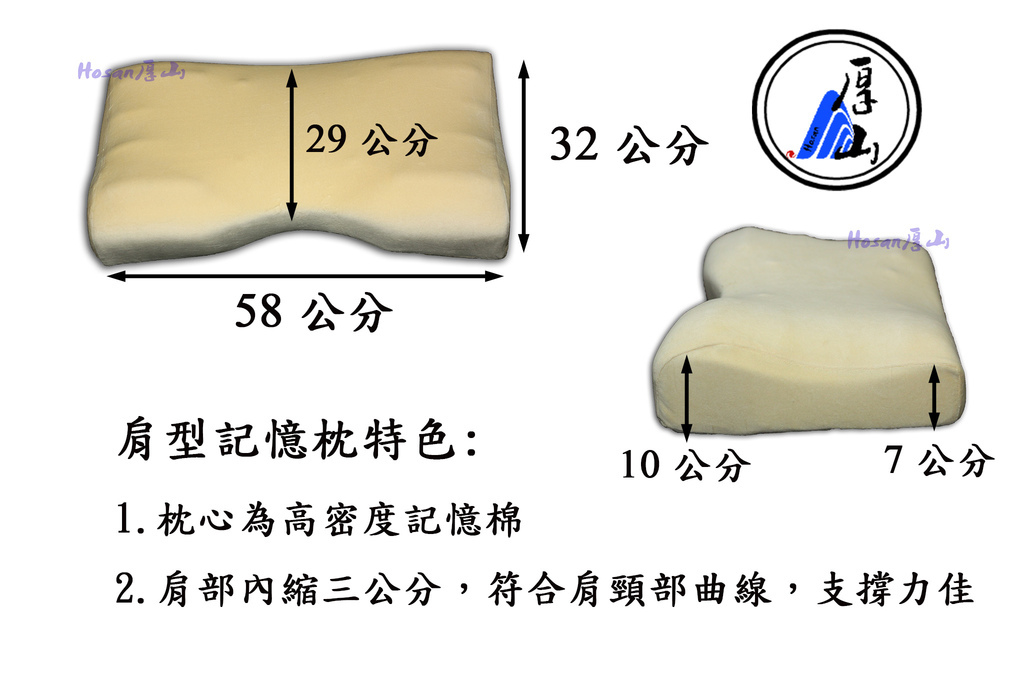 肩型枕 規格圖