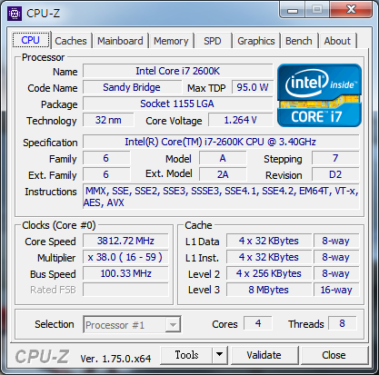 i7-2600K@3.8GHz