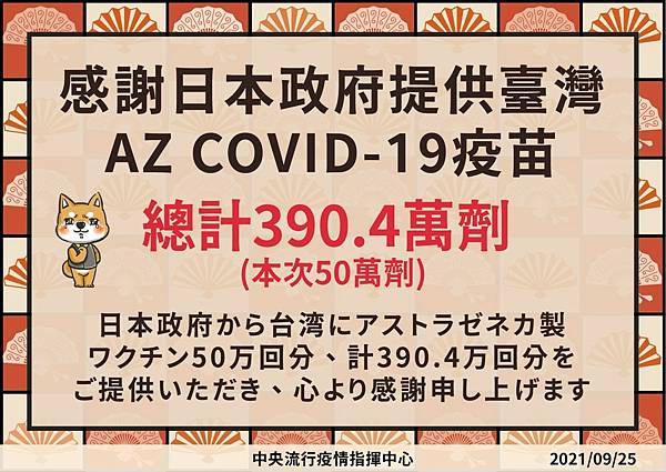 2021/09/25 日本第五批援台疫苗抵達