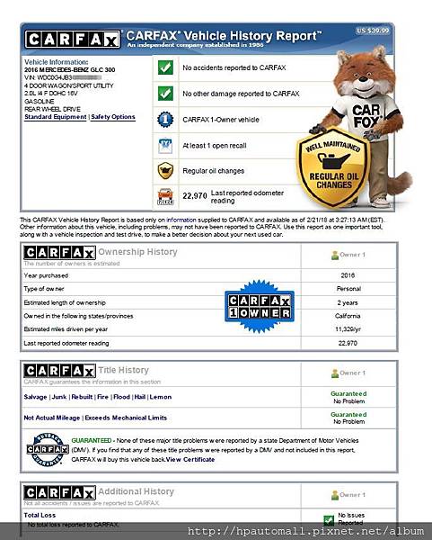 CARFAX 外匯車高雄車商glc300 賓士cpo代購