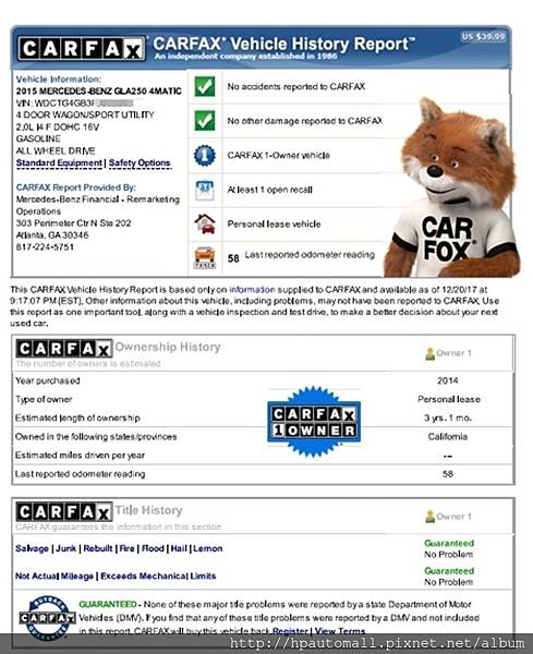 2015年 GLA250 4MATIC (carfax).jpg 2015年 GLA250 4MATIC (carfax).jpg
