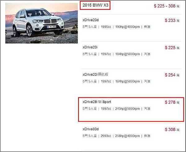 林姐和HP高雄車庫共同討論下,找了非常多台的Bmw X3  xDrive28i,也找了M-Benz GLC300 X253系列 HP高雄車庫 推出2019年5月賓士GLC300外匯車團購2016~賓士GLC300 原廠認證車CPO，只要157萬起，還有23P自動跟車360度環景攝影及停車輔助與抬頭顯示器的超級大滿配互相比較一下配備價格哪一個比較划算,比較後林姐還是比較喜歡BMW系列,也透過HP高雄車庫的專業分析解說,林姐終於挑到這台令她覺得便宜又划算!2016年Bmw X3  xDrive28i美國買車運回台灣費用132萬跟台灣2016年Bmw X3  xDrive28i的新車車價278萬比起來,直接省了100多萬