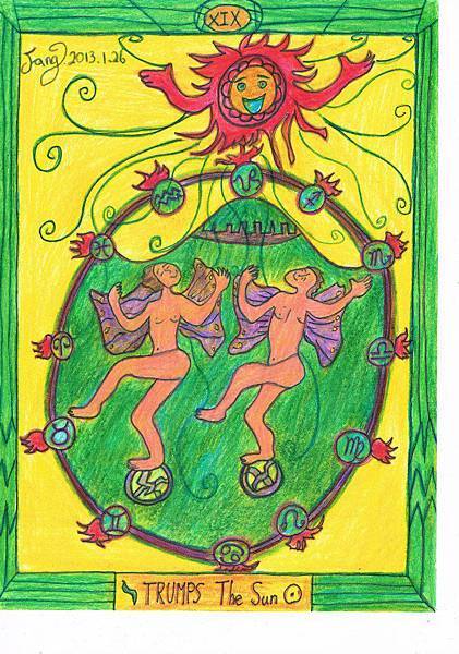 芳的托特塔罗插画创作~19号太阳(the sun) @ 芳的第四副塔罗牌创作