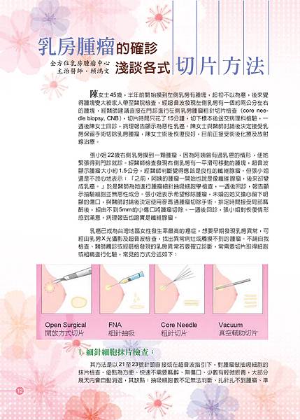 乳房腫瘤的確診-淺談各式切片方法