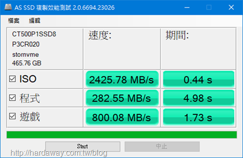 AS SSD複製效能測試