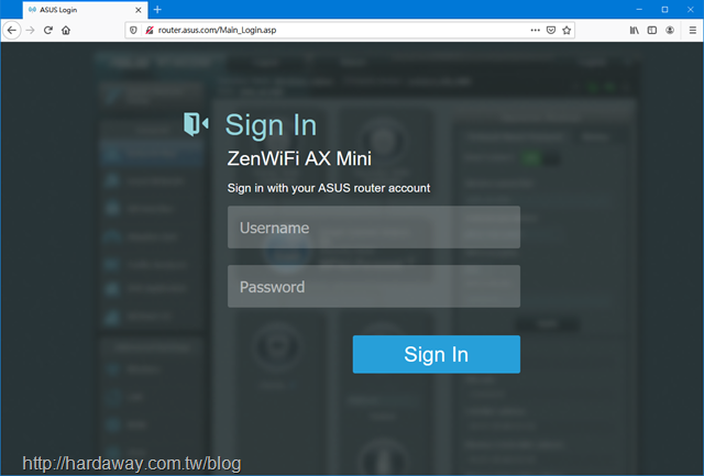 Asus ZenWiFi AX Mini網頁管理介面