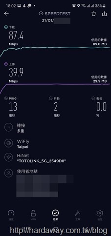 TOTOLINK T6 Speedtest測速