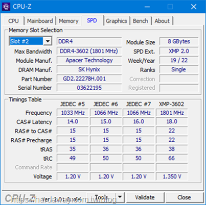 NOX RGB DDR4電競記憶體XMP資訊
