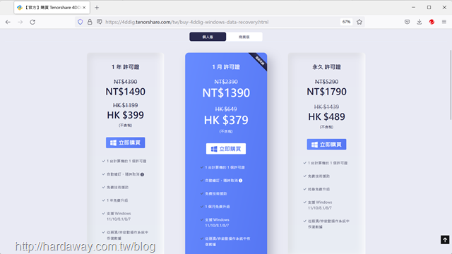 Tenorshare 4DDiG資料救援軟體價格