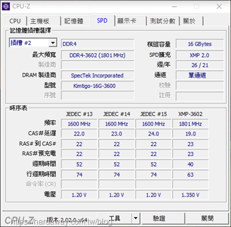 金泰克戰虎Z3 RGB DDR4-3600桌上型超頻記憶體資訊