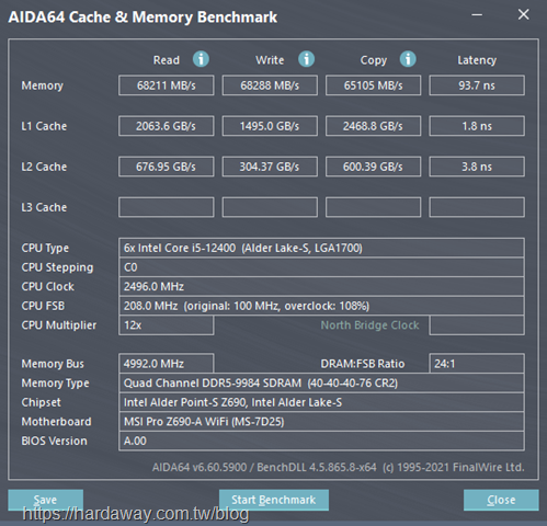 金泰克速虎T4 DDR5-4800桌上型記憶體測速