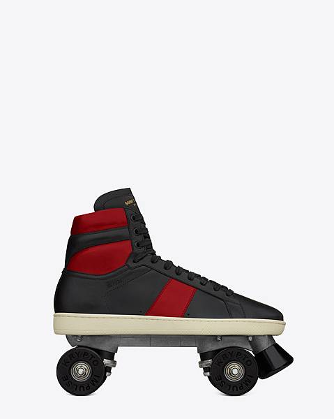 1403-TOHEART-02 SAINT LAURENT Classic Roller Skates In Black And Red Leather.jpg