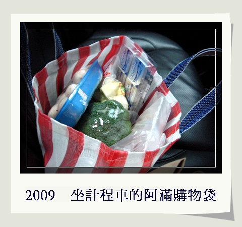 2009坐計程車的阿滿購物袋.jpg