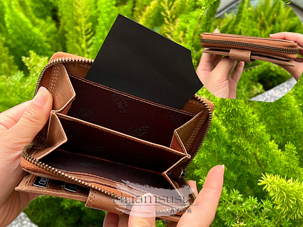 【網購】開箱 CALTAN 扣式多功能兩折零錢短夾 ｜輕巧、