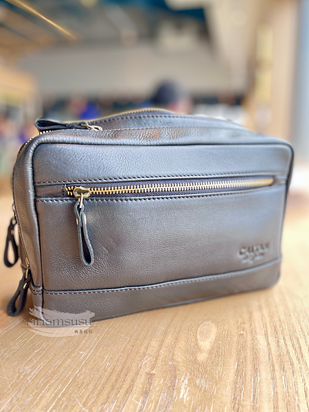 【網購】開箱 CALTAN多功能拉鍊真皮包｜單肩/斜背/手拿