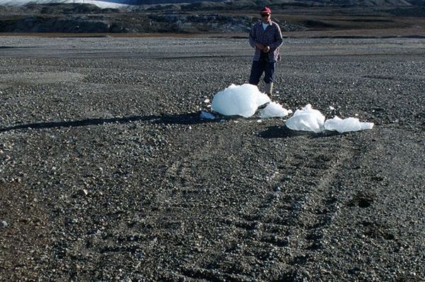 As small icebergs called bergy bits are jostled by the tide near  beaches, they create juddermarks o