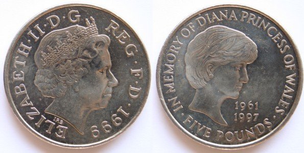 5 pounds - 1999, Diana Memorial Crown.jpg