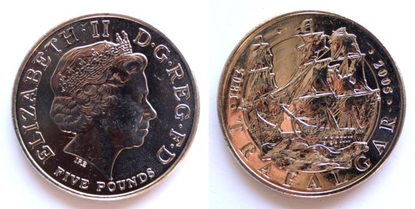 5 pounds - 2005, Trafalgar Crown.jpg