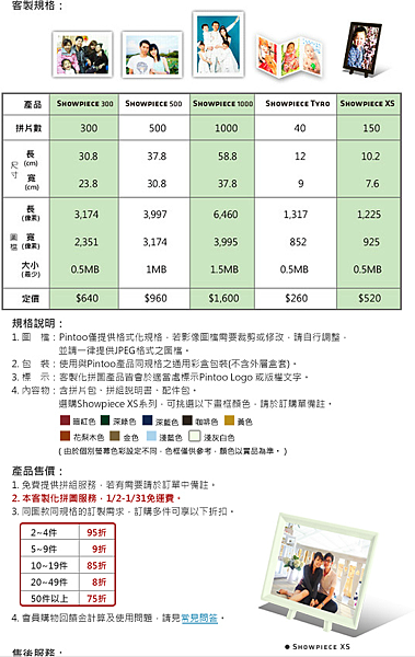 Pintoo 客拼規格說明