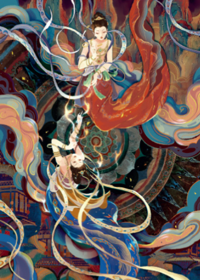 TOi 1000P 璀璨敦煌系列-漫舞飛天(畫家：林面).png