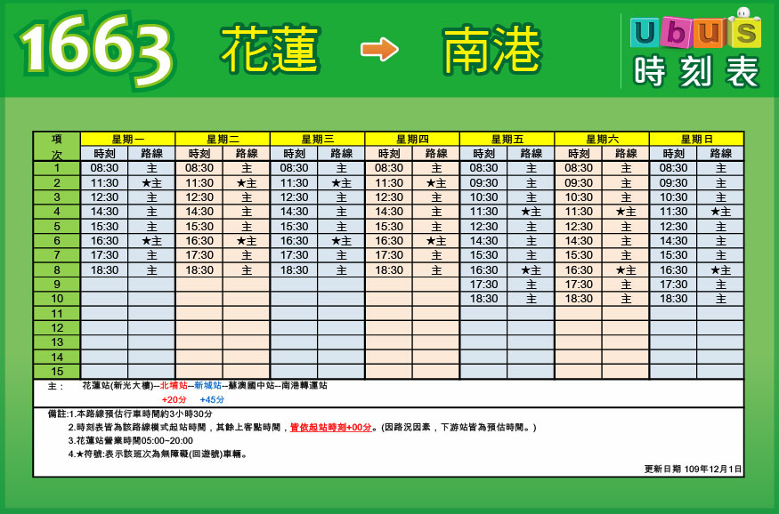 北花客運110年 2021年 時刻表 票價 訂票資訊 在哪裡搭 北花連假訂票 首都客運統聯客運台北客運 台北到花蓮的客運