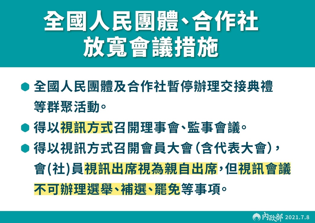 微解封｜三級延長至726 713起部分鬆綁｜微解封懶人包｜全國人民團體 合作社 防疫 會議措施