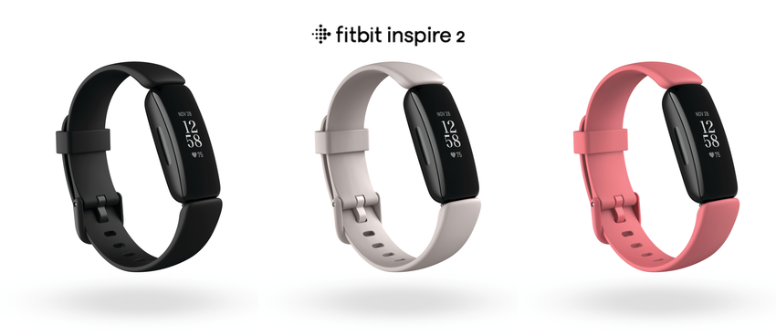 圖一：Fitbit Inspire 2 正式開放 Tile 的藍牙定位技術，Fitbit Inspire 2 愛用者再也不必擔心找不到手環。售價為新台幣 3,298 元。由左至右為黑色、月光白和沙漠玫瑰色版本.png