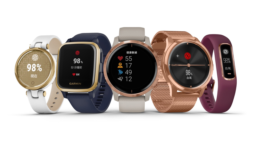 Garmin近年推出的健身休閒錶款皆具有血氧感測、呼吸速率功能，包括Venu, Venu SQ系列及LILY智慧腕錶系列.png