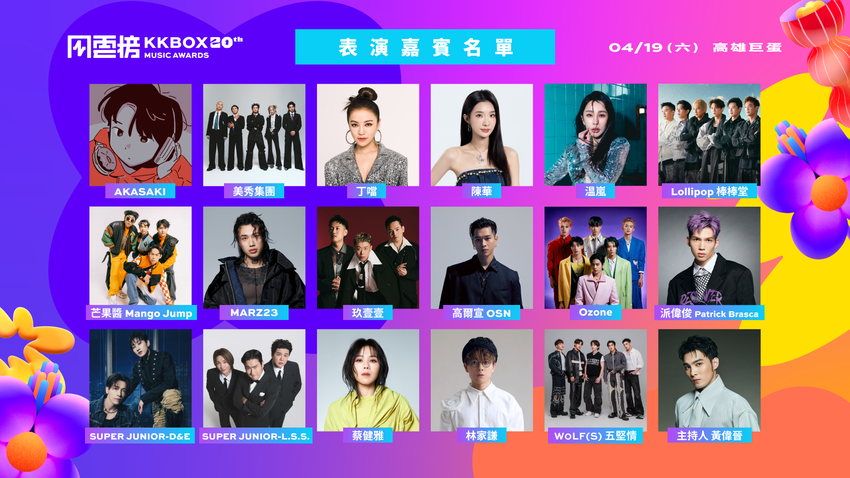 第 20 屆 KKBOX 風雲榜表演嘉賓及主持人全公開，18 組海內外重磅級卡司夢幻聯動.png