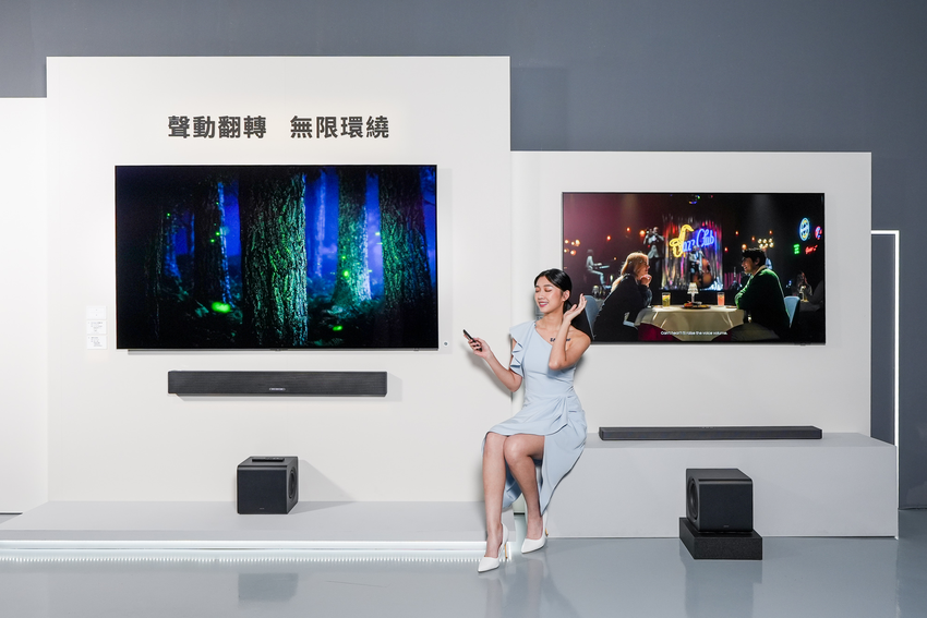 【新聞圖片11】三星首款搭載陀螺儀感測技術Soundbar QS700F，可依據擺放方式自動切換天空聲道與前置喇叭，彈性調整聲場。.png