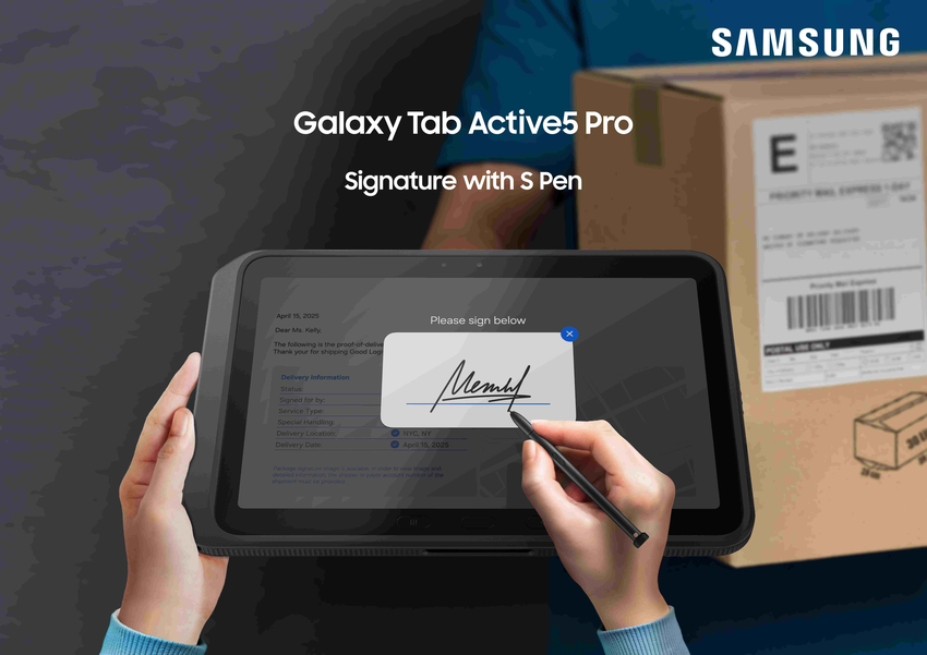 【新聞圖片5】Galaxy Tab Active5 Pro隨附的S Pen手寫筆，是外務人員為文件添加註釋、簽署表格、輸入資料的必備工具。.png