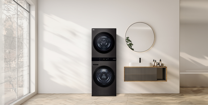 【情境圖】 LG WashTower AI 智控洗乾衣機第二代，洗乾衣全AI智慧科技、智慧偵測，並透過AI DD 智慧直驅變頻馬達最佳化行程，節能省時又護衣.png