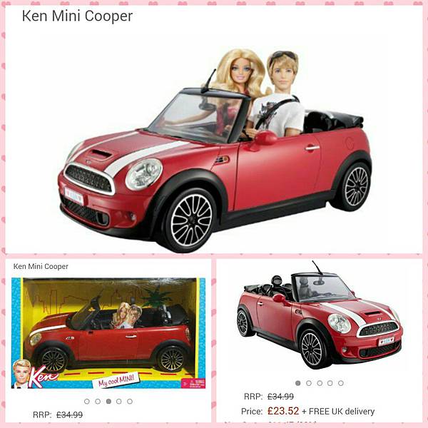 ken mini cooper 
芭比娃娃車，意外的成為男寶