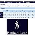 POLO RALPH LAUREN 女生尺寸表