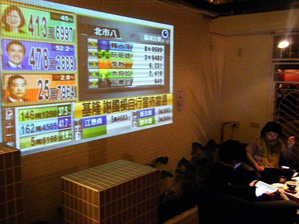 投映在睡不著咖啡館戶外的白磚牆上