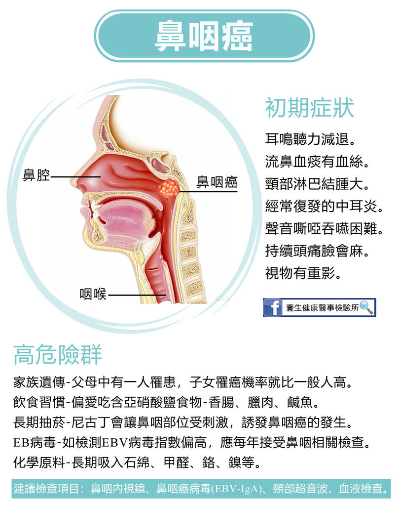 鼻咽癌 壹生健康醫事檢驗所健康檢查 痞客邦