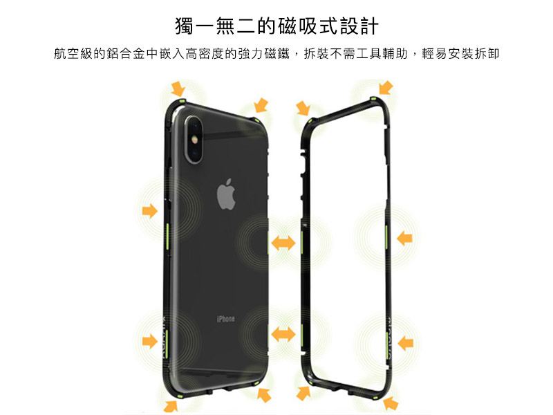 Elpaka Magnet 鋁合金磁吸式保護邊框 for iPhone X/8/7 Plus