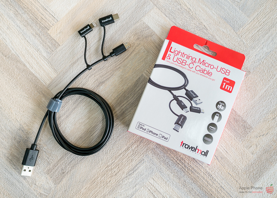 【開箱】Travelmall 三合一 micro-USB / Type-C / iPhone Lightning 1M 轉接傳輸充電線（一年保固）