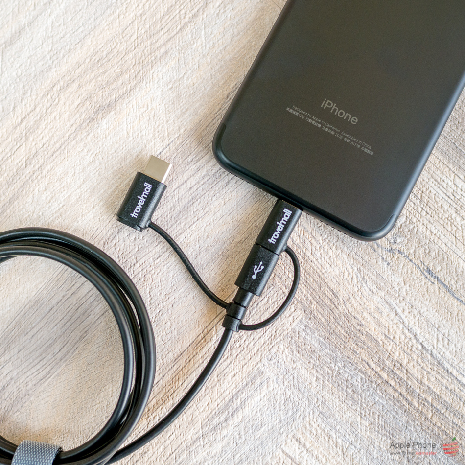 【開箱】Travelmall 三合一 micro-USB / Type-C / iPhone Lightning 1M 轉接傳輸充電線（一年保固）